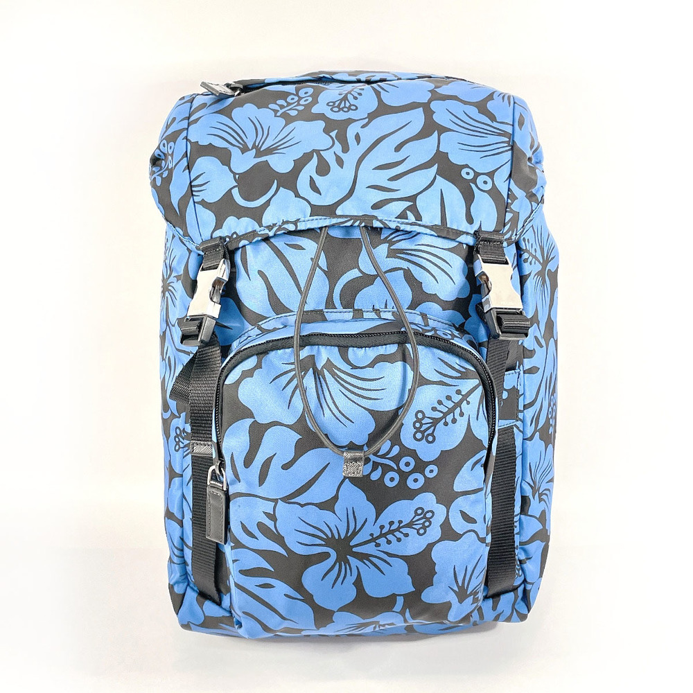 Prada Nylon Backpack Pattern Blue Hibiscus - image 2